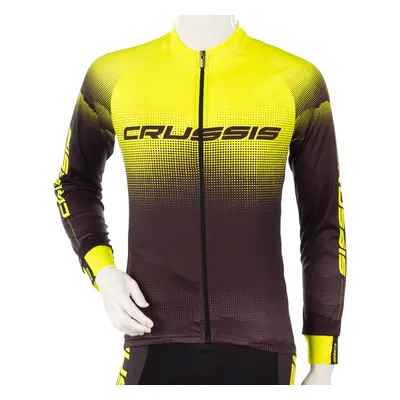 Cyklistický dres dlouhým rukávem Crussis CSW-060 černá-fluo žlutá