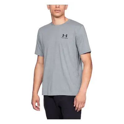 Pánské triko Under Armour Sportstyle Left Chest SS Steel Light Heather/Black