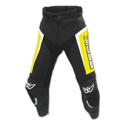 Kožené moto kalhoty Berik LP-10556-BK Fluo Yellow černo-žlutá