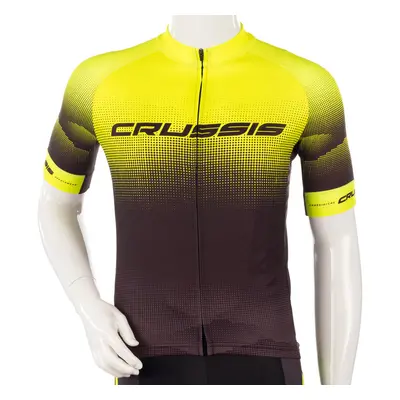 Cyklistický dres s krátkým rukávem Crussis CSW-056 černá-fluo žlutá