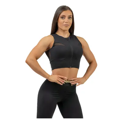 Dámský crop top s vysokou podporou Nebbia INTENSE Mesh Black/Gold