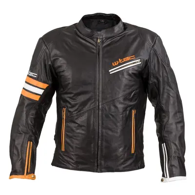 Kožená moto bunda W-TEC Brenerro Black-Orange-White