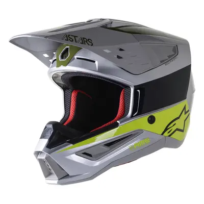 Moto přilba Alpinestars S-M5 Bond stříbrná/žlutá fluo/zelená lesklá