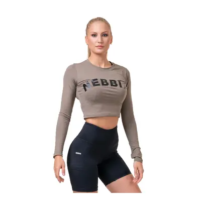 Dámský crop top dlouhým rukávem Nebbia Sporty Hero Mocha