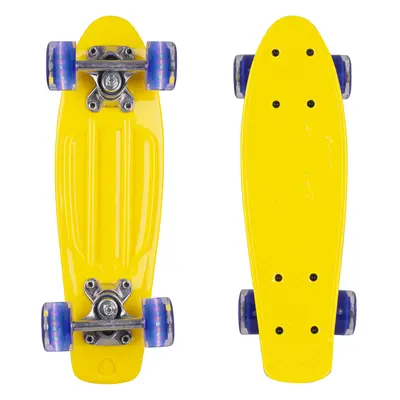 Mini penny board WORKER Pico 17" se svítícími kolečky žlutá deska, tmavě modrá kolečka