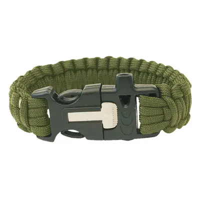 Náramek Highlander Paracord - trojzubec, píšťalka, křesadlo olivově zelená