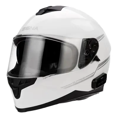 Moto přilba s integrovaným headsetem SENA Outride Shine White lesklá bílá