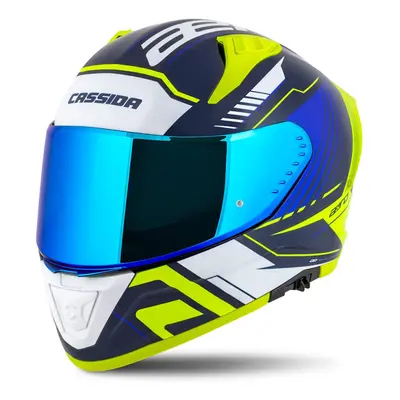 Moto přilba Cassida Aero Drome modrá/žlutá fluo/světle modrá/bílá