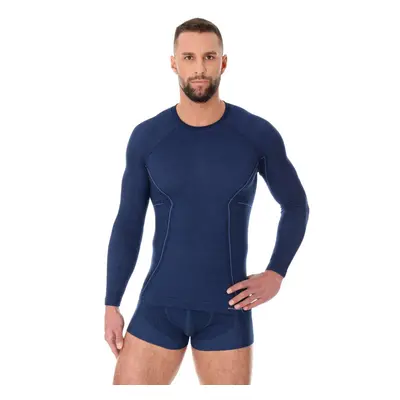 Pánské tričko Brubeck Active Wool s dlouhým rukávem Navy Blue