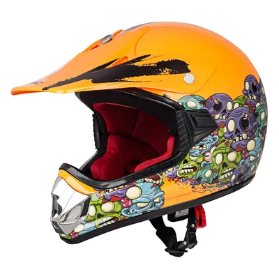 Dětská moto přilba W-TEC V310 Zombie Neon Orange