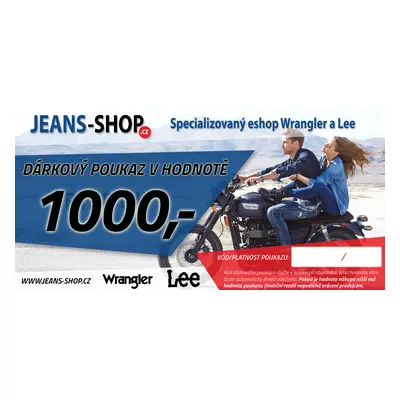 JEANS-SHOP Dárkový poukaz JEANS-SHOP.CZ v hodnotě 1000