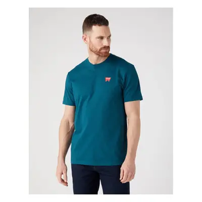 Pánské tričko WRANGLER W70MEEG03 Sign Off Tee in Deep Teal Green