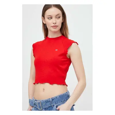 Top Tommy Jeans dámský, červená barva, DW0DW17884