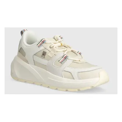 Sneakers boty Tommy Hilfiger FASHION CHUNKY RUNNER STRIPES béžová barva, FW0FW07674