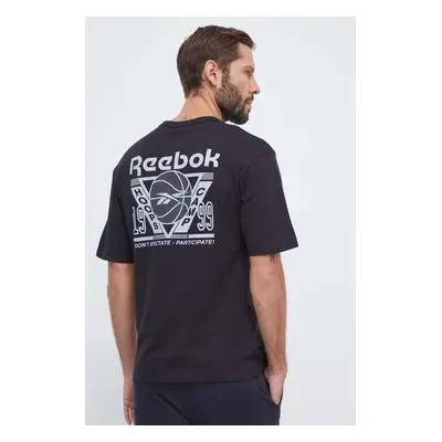 Bavlněné tričko Reebok Classic Basketball černá barva, s potiskem