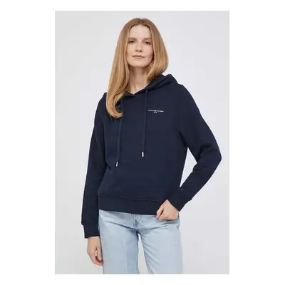 Mikina Tommy Hilfiger dámská, tmavomodrá barva, s kapucí, hladká, WW0WW40274