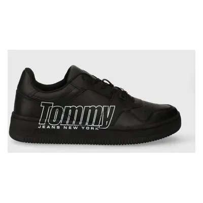 Sneakers boty Tommy Jeans TJM BASKET LOGO černá barva, EM0EM01257