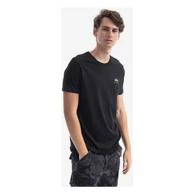 Bavlněné tričko Alpha Industries černá barva, s potiskem, 128507CP.380-black