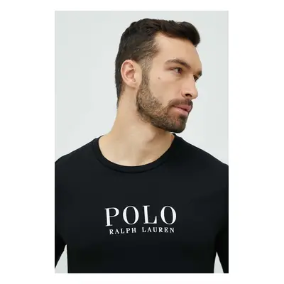 Bavlněná košile s dlouhým rukávem Polo Ralph Lauren černá barva, s potiskem