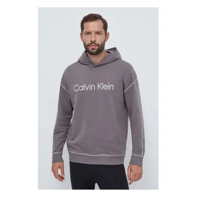 Bavlněná mikina Calvin Klein Underwear šedá barva, s kapucí, s aplikací