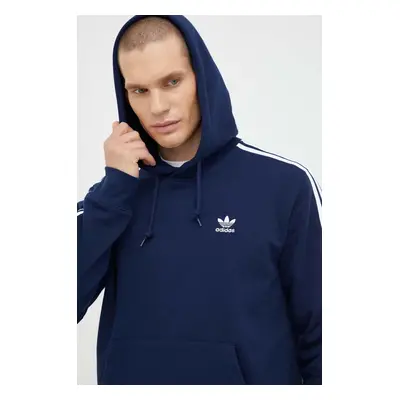 Mikina adidas Originals pánská, tmavomodrá barva, s kapucí, vzorovaná