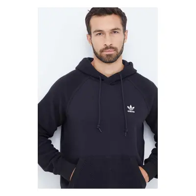 Mikina adidas Originals pánská, černá barva, s kapucí, s aplikací