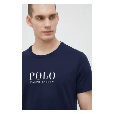 Bavlněné pyžamové tričko Polo Ralph Lauren tmavomodrá barva, s potiskem, 714899613