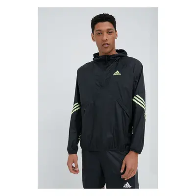 Větrovka adidas Performance černá barva, přechodná, oversize