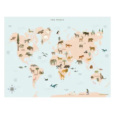 Vissevasse Plakát World Map Animal 50x70 cm