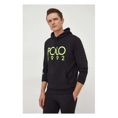 Mikina Polo Ralph Lauren pánská, černá barva, s kapucí, s potiskem, 710926979