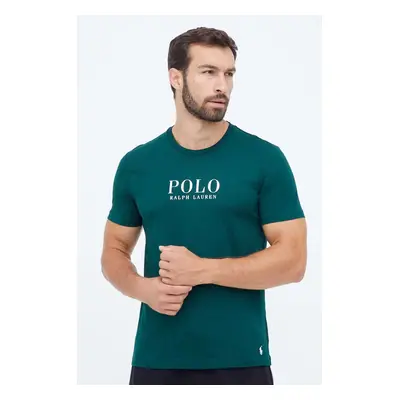 Bavlněné pyžamové tričko Polo Ralph Lauren zelená barva, s potiskem, 714899613