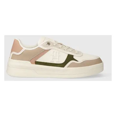 Kožené sneakers boty Tommy Hilfiger ESSENTIAL BASKET SNEAKER béžová barva, FW0FW07563