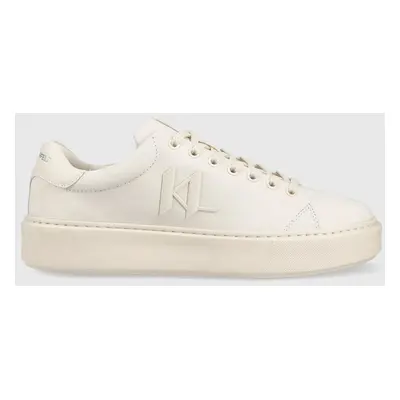 Kožené sneakers boty Karl Lagerfeld MAXI KUP béžová barva, KL52217