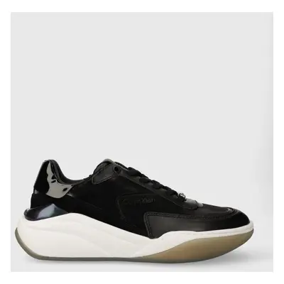 Sneakers boty Calvin Klein CLOUD WEDGE LACE UP-PEARLIZED černá barva, HW0HW02040