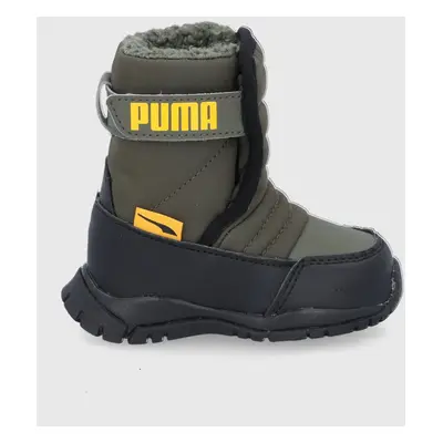 Dětské sněhule Puma 380746 zelená barva