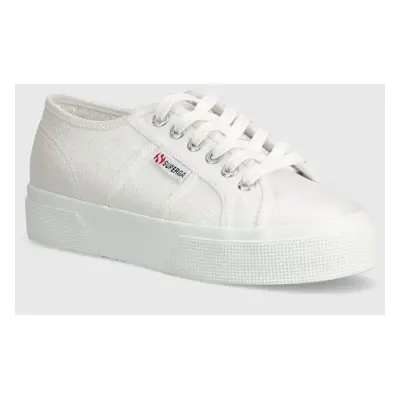 Tenisky Superga 2740 PLATFORM LAME dámské, bílá barva, S6128SW