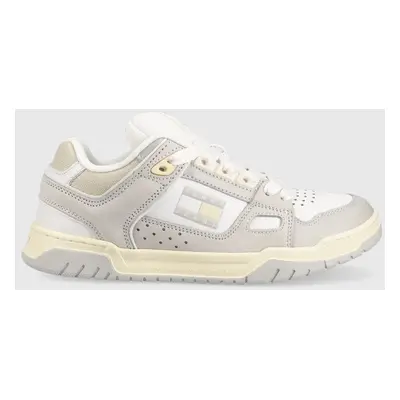 Kožené sneakers boty Tommy Jeans En0en02053 Wmns Droid Low béžová barva