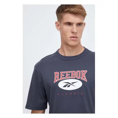 Bavlněné tričko Reebok Classic tmavomodrá barva, s potiskem