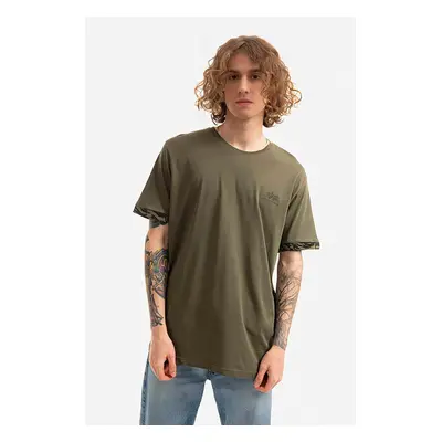 Bavlněné tričko Alpha Industries zelená barva, 106509.634-green