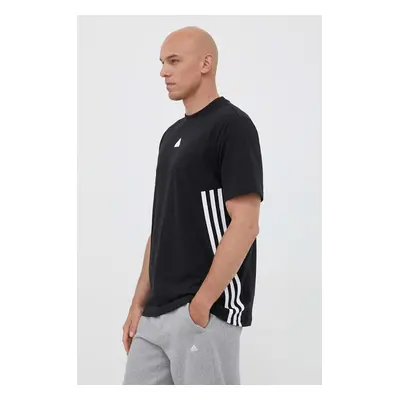 Bavlněné tričko adidas černá barva, s potiskem