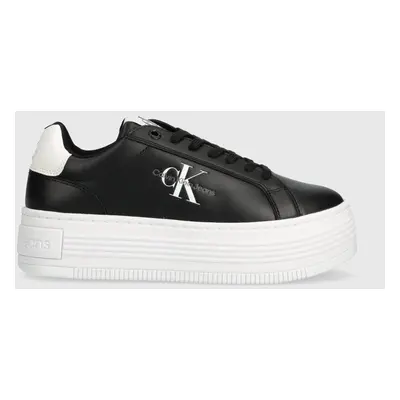 Sneakers boty Calvin Klein Jeans BOLD PLATF LOW LACE LTH ML MET černá barva, YW0YW01431