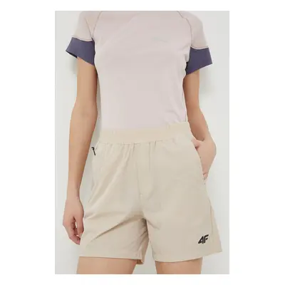 Outdoorové šortky 4F béžová barva, medium waist