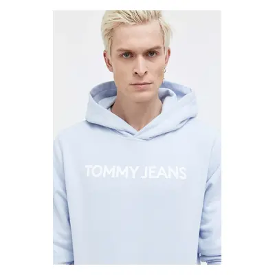 Bavlněná mikina Tommy Jeans pánská, s kapucí, s potiskem, DM0DM18413