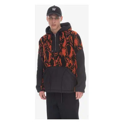 Mikina Wood Wood Palmer Swirl Print Fleece Hoodie 12245600-2075 RUST pánská, oranžová barva, s k