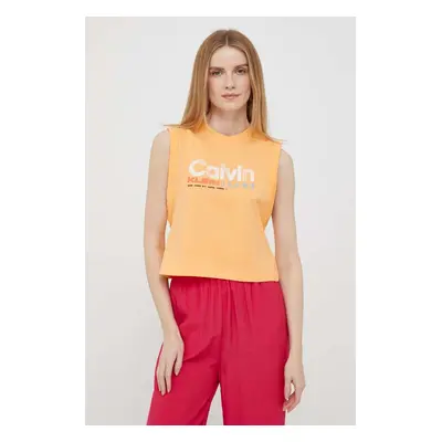 Bavlněný top Calvin Klein Jeans oranžová barva, J20J221359