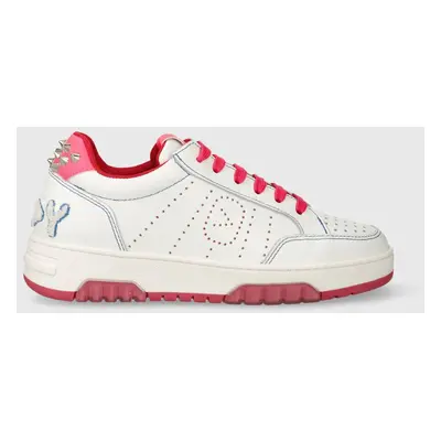 Kožené sneakers boty Off Play COMO bílá barva, COMO 1 WHITE FUXIA STUDS