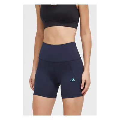 Běžecké šortky adidas Performance Adizero Lite tmavomodrá barva, s potiskem, high waist