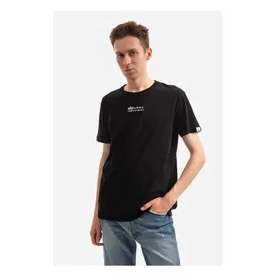 Bavlněné tričko Alpha Industries černá barva, s potiskem, 118529.649-black