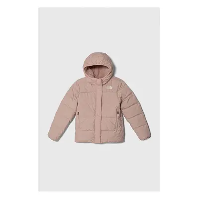 Dětská péřová bunda The North Face G DOWN FLEECE LINED PARKA růžová barva