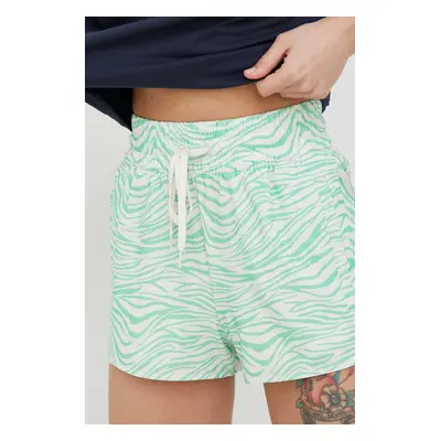 Kraťasy Billabong dámské, zelená barva, vzorované, high waist